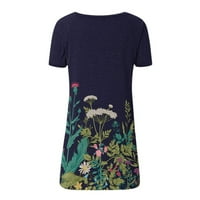 Ženske majice s tunikom, elegantne Ležerne majice kratkih rukava, izrez u obliku slova u, cvjetni Print, lepršava majica, bluza