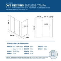 OVE DECORS TAMPA 74- in. W in. H okretni okvir bez kutnog tuširanja s vratima tuša u nikla