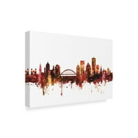 Zaštitni znak likovne umjetnosti 'Rochester New York Skyline Red' platno umjetnost Michaela Tompsetta