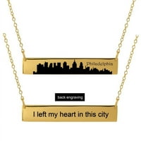 Personalizirano srebro srebro, zlato, 10k ili 14K City Skyline bar ogrlica s lancem veze