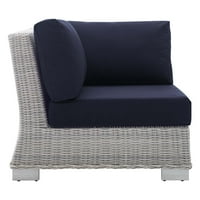 Kutna pletena stolica za vanjsku terasu od ratana u svijetlosivoj i tamnoplavoj boji