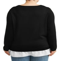 Ženski višeslojni džemper veličine Plus Size & s bočnim vezicama