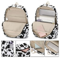 Slatki školski ruksak s kravljim printom za Tinejdžerke i dječake set torbi za knjige ruksak za laptop torba za ručak torba s olovkom
