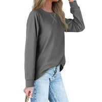 Top tunika za žene, široke majice s okruglim vratom s dugim rukavima, lagane udobne slatke Dukserice, Majice s puloverima, obične