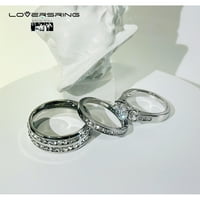 Dva prstena, njegovi i njezini zaručnički prstenovi, prstenovi za parove od bijelog zlata od 10 karata presvučeni kubičnim cirkonijem