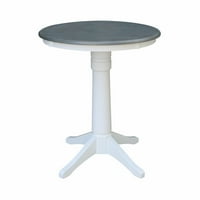 30-inčni visoki okrugli stol za blagovanje od punog drveta u bijeloj Heather sivoj boji od EA