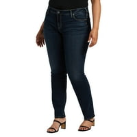 Silver Jeans Co. Plus veličina traperice srednjeg rasta s ravnim nogavicama, veličine struka 12-24