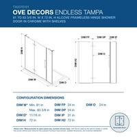 OVE Decors Tampa 83- in. W in. H alcove šarke bez okvira za tuširanje u kromu