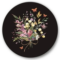 Dizajnerska umjetnost Vintage cvjetni aranžman ljetnog divljeg cvijeća tradicionalna zidna umjetnost u obliku metalnog kruga-disk