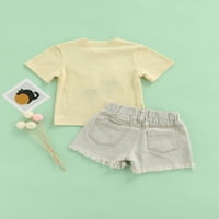 Set za djevojčice u A-listi, majica s 3-inčnim sladoledom i kratke hlače od trapera