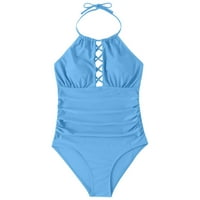 Kupaći kostim za žene u kupaćem kostimu za plivanje seksi Jednobojni bikini kupaći kostim bez donje žice nebeskoplavi