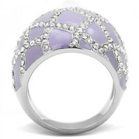 Luksuzni ženski prsten u stilu kupole od nehrđajućeg čelika s ljubičastim epoksidom i prozirnim kristalima -