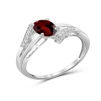 Jewelersclub Garnet prsten nakit za rođeni kamen - 1. karat granat 0. nakit od srebrnog prstena s bijelim dijamantnim naglaskom -