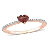 Carat T.G.W. Garnet i Carat T.W. Dijamant 10K ružičasto zlato obećanje prstena