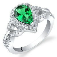 ct oblik kruške smaragdni halo prsten u srebrom sterlinga