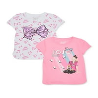 Ekskluzivne majice s uzorkom šljokica i mašne za djevojčice, 2 pakiranja, veličine 4-18