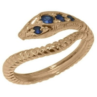 Ženski prsten za obljetnicu od 9K ružičastog zlata s prirodnim safirom britanske proizvodnje - opcije veličine-Veličina 9