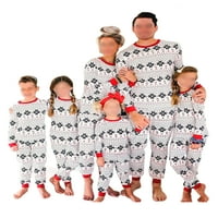 Za žene, muškarce, djecu, mekane pidžame s elastičnim elastičnim strukom, Ležerne obiteljske pidžame za odmor, komplet s okruglim