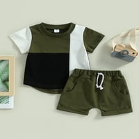 Komplet kratkih hlača za dječake majica kratkih rukava s printom slova elastične kratke hlače u struku ljetna odjeća