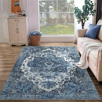Vintage perzijski tepih s cvjetnim printom, tepih koji se može prati u perilici, estetski tepih s naglaskom u sobi za dnevni boravak,