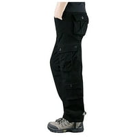 Muške teretne hlače Rasprodaje se ispod $ jednobojne kombinezone s više džepova Muške hlače s elastičnim strukom crna Veličina 4