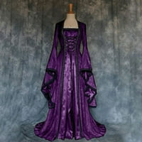 Sretan datum Ženska Srednjovjekovna renesansna kostimirana haljina Na vezanje Irska preko dugih haljina Retro haljina