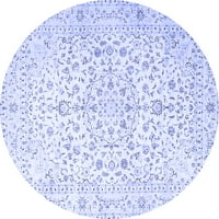 Tradicionalni unutarnji tepisi s okruglim medaljonom u plavoj boji, perivi u perilici, promjera 5 inča