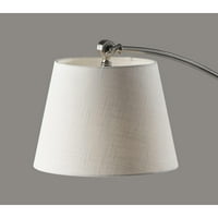 Podna svjetiljka, brušeni Čelik, abažur od svježe bijele teksturirane tkanine