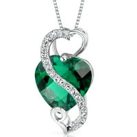 Privjesak od smaragda i dijamanta u obliku srca od 2 karata u bijelom zlatu od 14 karata, 18
