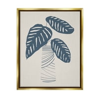 Moderni listovi biljaka, apstraktni oblici u prugama, dizajn, grafika, metalno zlato, uokvireno plutajuće platno, zidni tisak, dizajn