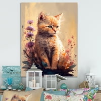Dizajnerska umjetnost Slatka mačka cvjetna umjetnost na platnu zidna umjetnost