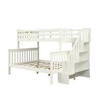 Krevet na kat u obliku kreveta s prostorom za odlaganje i ogradom za dječju spavaću sobu, bijeli